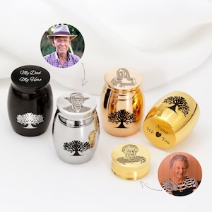 Portrait Photo Mini Urn - Engraving Photo Cremation Urn - Tree of Life Memorial Urn - Funeral Urn - Human Urns - Mini Urns for Human Ashes