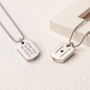 Cremation Jewelry for Men - Dog Tag Urn Necklace - Personalized Custom Memorial Necklace Double Sides -Urn Necklace for Human and Pets Ashes