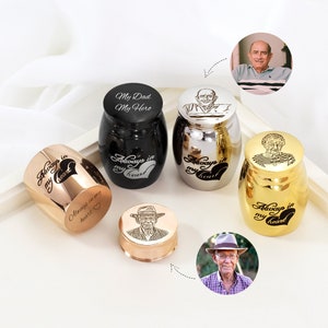 Custom Portrait from Photo on Urn - Mini Urn for Human Ashes - Photo Cremation Urn - Personalized Mini Urn - Always in My Heart Memorial Urn