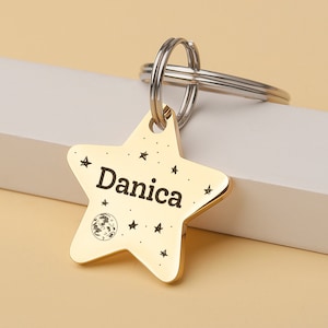 Dog Tag - Dog Tags For Dogs Personalized - Star Shaped Dog Tag - Custom Dog Name Tag - Pet ID Tag Gold Star