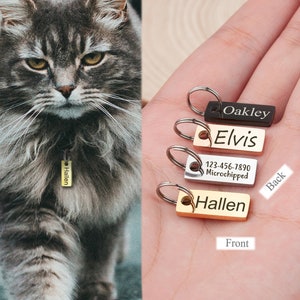 Cat Tag - Dog Tag -  Cat ID Tag - Personalized Pet Tag - Dog Id Tag - Custom Cat Name Tag - Puppy Tag - Teeny Tiny Pet Tags Rectangle