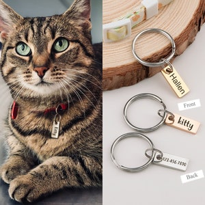 Cat Tag - Cat Name Tag - Hanging Tag - Custom Tiny Cat Tag - Mini Cat Tag Rectangle Shape - Personalized Cat Tag - Cat Collar Tag