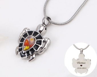 Urn Necklace for Pet Ashes - Personalized Turtle Cremation Jewelry - Reptile Urn Necklace - Turtle Ashes Necklace Sympathy Gift