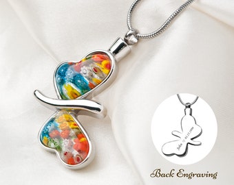 Cremation Jewelry Butterfly Urn Necklace For Ashes For Women Men Keepsake Memorial Human Pet Ashes Locket Pendant