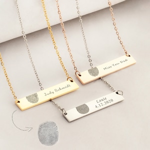 Fingerprint Necklace • Custom Handwriting Necklace in Silver, Gold, Rose gold • Actual Fingerprint Jewelry • Memorial Jewelry Gift