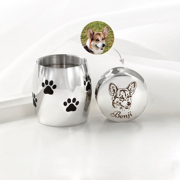Personalized Small Pet Urn - Customized Dog Photo Small Urn - Cat Urn for Ashes - Print Dog Ashes Keepsake, Ash Holder for Loss of Dog Gift