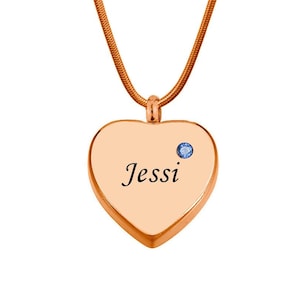 Cremation Stone Jewelry - Personalized Name Birthstone Cremation Urn Necklace for Ashes - Custom Cremation Necklace - Heart Ashes Necklace