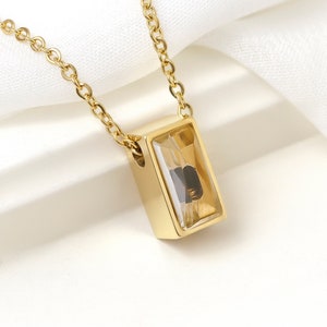 Cremation Jewelry Urn Necklace for Human and Pets Ashes, Initial Engraving Back Side, Mini Cube with Transparent Glass Front,Memorial Gift