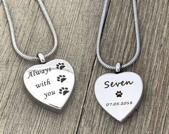 Pet Cremation Jewelry, Dog Urn necklace, Dog Memorial Necklace, Personalized Heart Cremation Jewelry for Ashes, loss of Dog, Pet loss