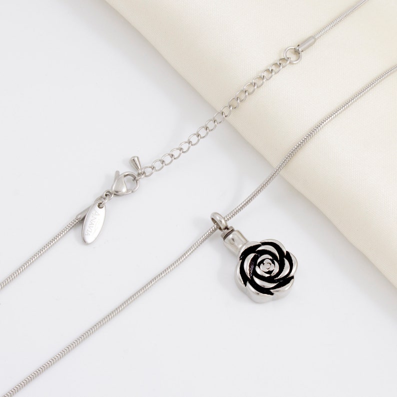 Rose Urn Necklace for Women, Personalized Cremation Urn Jewelry, Memorial Flower Necklace for Human and Pets Ashes, Ash Holder and keepsakes image 6