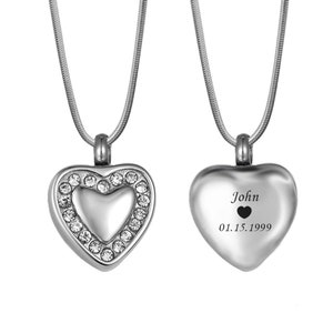 Cremation Jewelry, Memorial Gift, Urn Pendant, Personalized Heart Urn Necklace, Silver Urn Necklace for Ashes, Heart Cremation Necklace