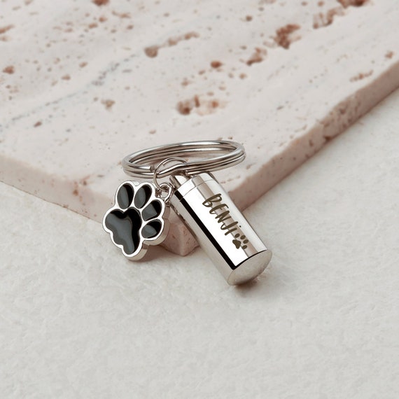 Dog Ashes Keepsake - Pet Urns Keychain for Dogs - Personalized Cremation Keyrings Urn - Pet Memorial Dog Paw Keychain - Pet Ashes Keepsake
