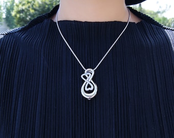 Cremation Jewelry, Memorial Gift, Urn Pendant, Stainless Steel Double Heart Infinite Urn Necklace, Silver Urn Necklace for Ashes