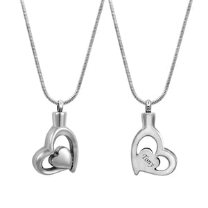 Cremation Necklace - Personalized Necklace Urn Heart - Cremation Jewelry for Women Heart Silver - Ashes Necklace for Loved One