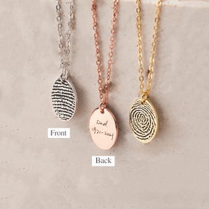 Sterling Silver Fingerprint Necklace - Oval Pendant Fingerprint Jewelry - Personalized Necklace with Fingerprints - Memorial Gifts for Mom