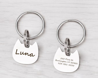 Cat Tag Personalized - Cat Tag - Custom Engraved Cat Name Tag - Cat Collar Tag - Cat Name Tags for Collar