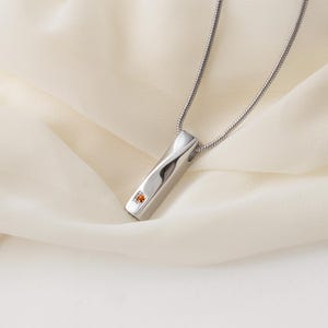 Cremation Jewelry for Women - Urn Necklace for Human Ashes - Personalized Twisted Bar Cremation Necklace - Crystal Birthstone Ashes Necklace image 6