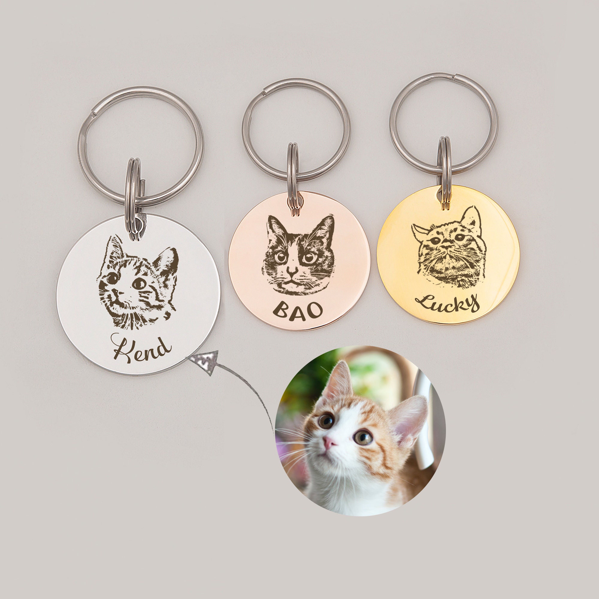 Cat Tag Cat ID Tag Cat Name Tag Cat Portrait Tag Cat Tag Etsy