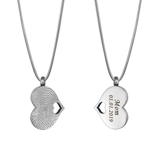 Personalized Fingerprint Urn Necklace Thumbprint Cremation Etsy