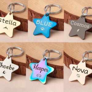 Dog Tag - Pet Tag - Custom Pet Name and Icon Id Tag - Star Shaped Dog Tag - Iridescent Star Pet Tag - New Tag for Pet Gift
