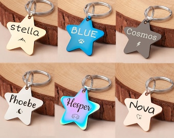 Dog Tag - Pet Tag - Custom Pet Name and Icon Id Tag - Star Shaped Dog Tag - Iridescent Star Pet Tag - New Tag for Pet Gift