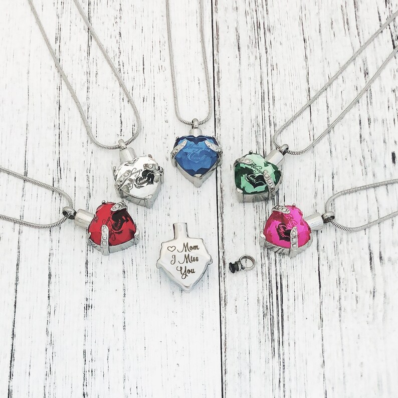 Birthstone Custom Cremation Urn Necklace, Personalized Heart Memorial Necklace Jewelry for Pets and Human Ashes, Cremation Jewelry for Women 