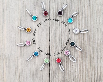 Birthstone Charm Add-on  - Add Crystal Charm - Stainless Steel Birthstone Charm - Charm for Necklaces - 6mm Small Charm