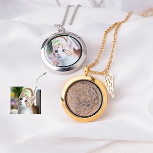 Pet Memorial Gift - Custom Photo Memorial Locket Necklace - Locket Necklace for Hair - Locket Necklace with Photo - Pet Hair Memorial