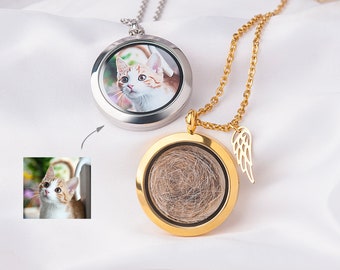 Pet Memorial Gift - Custom Photo Memorial Locket Necklace - Locket Necklace for Hair - Locket Necklace with Photo - Pet Hair Memorial