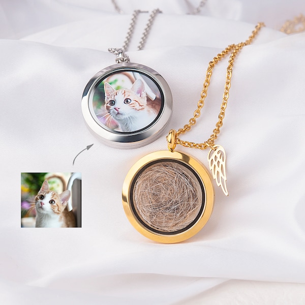 Pet Memorial Gift - Custom Photo Memorial Locket Necklace - Locket Necklace for Hair - Locket Necklace with Photo - Pet Hair Memorial