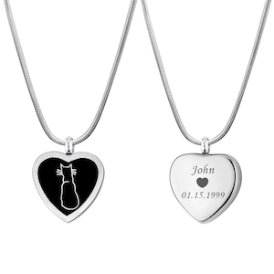 Cat Memorial Jewelry - Cat Urn Necklace - Personalized Pet loss Jewelry for Cat - Custom Engraved Heart Keepsake Cremation Necklace for Cat