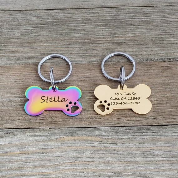 Small Dog Bone Dog Name s Personalized Custom Pet Iridescent Small Dog Bone Dog Name s Personalized Custom Pet Iridescent
