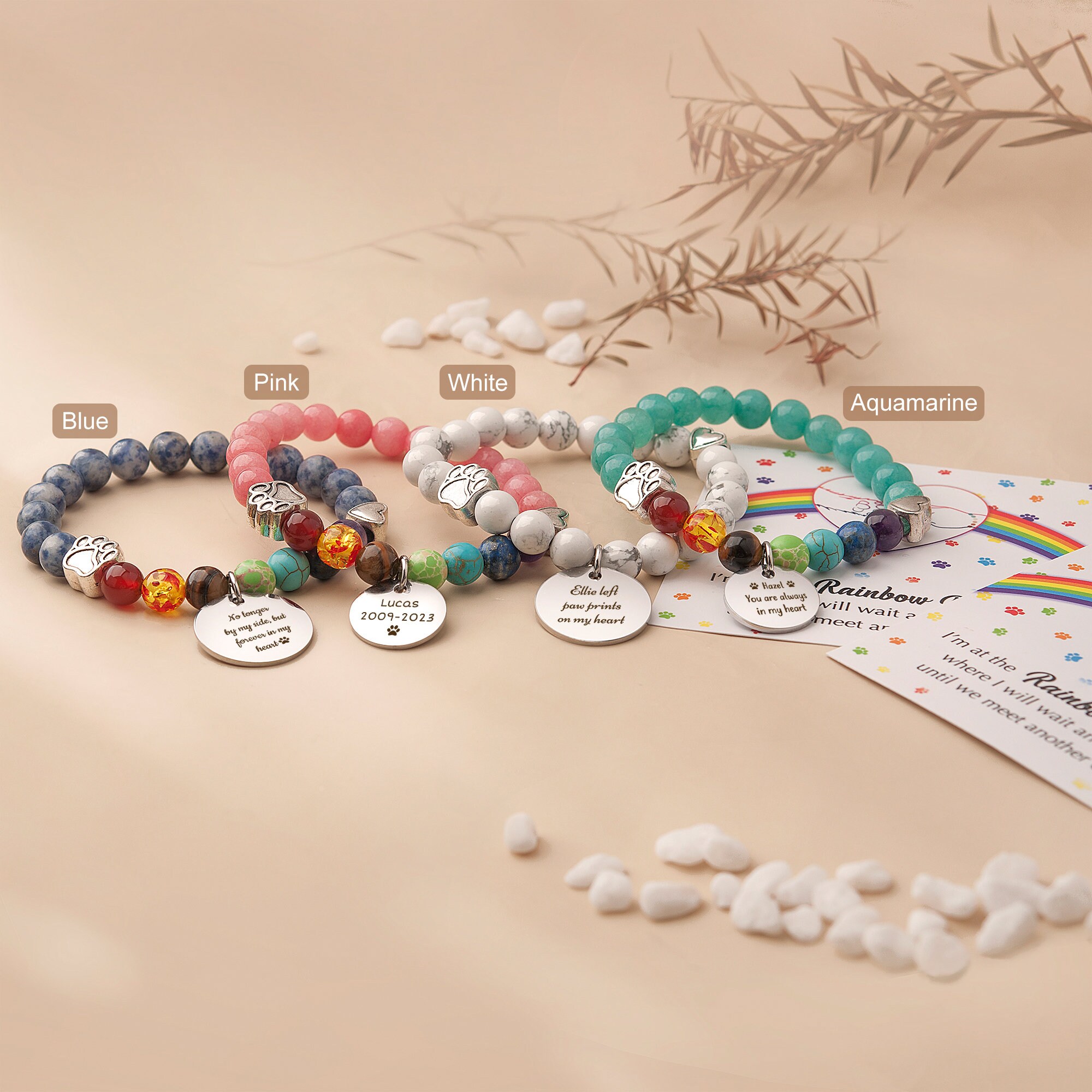 Rainbow Bridge Pet Memorial Bracelet - Gift for Loss of Dog or Cat ...