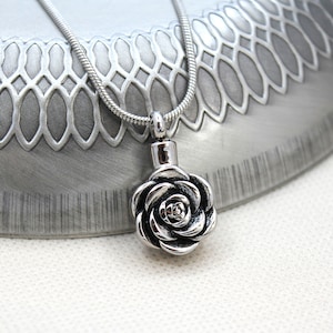 Rose Urn Necklace for Women, Personalized Cremation Urn Jewelry, Memorial Flower Necklace for Human and Pets Ashes, Ash Holder and keepsakes