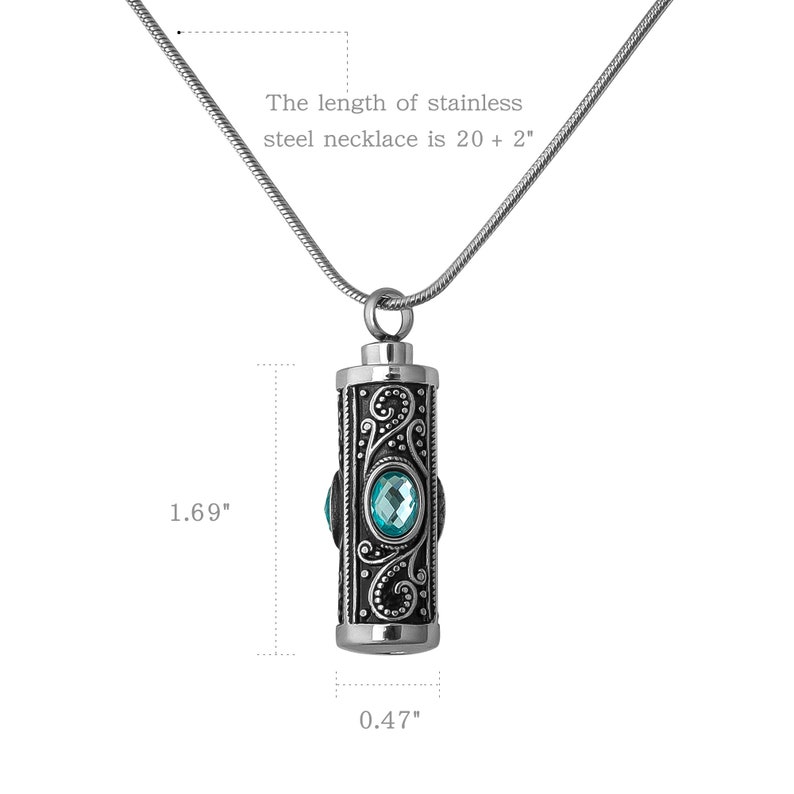 Memorial Necklace for Ashes Cylinder Urn Necklace Vintage Etsy