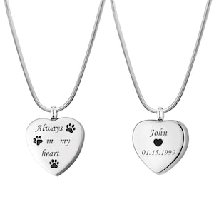 Personalized Dog Cremation Urn Necklace, Pet Memorial Jewelry Necklace, Dog Paw Cremation Necklace, loss of Pet, Dog loss Sympathy Gift