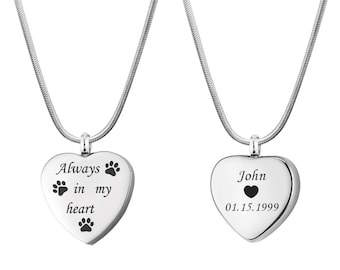 Personalized Dog Cremation Urn Necklace, Pet Memorial Jewelry Necklace, Dog Paw Cremation Necklace, loss of Pet, Dog loss Sympathy Gift