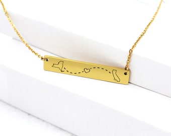 Best Friend Gift Galentines Day - Relationship Necklace for Best Friend - Long Distance Necklace Personalized - Custom State Necklace