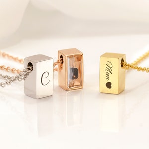【ANOTHERYOUTH】関税/送料込み cube necklace Personalized Friendship Necklace - Engraved State Mini Cube
