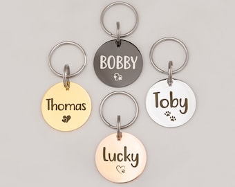 Placas de identificación para perros - Placas personalizadas - Placas negras - Placas con nombre para perros - Placas de identificación personalizadas para perros