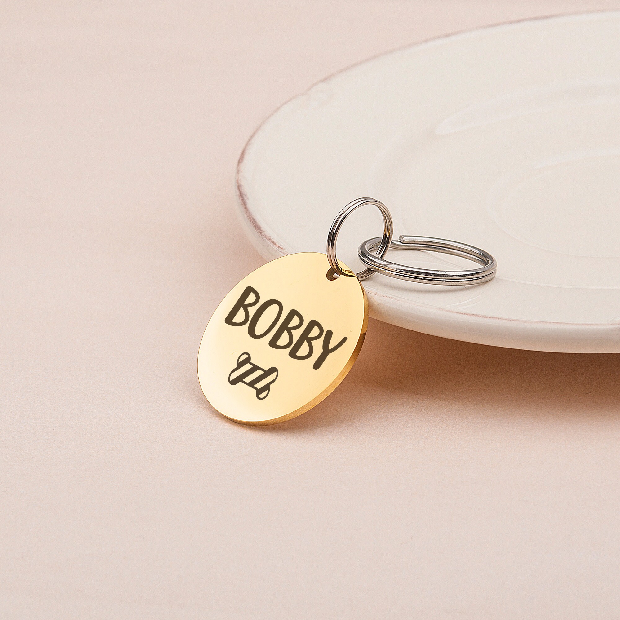 Rose Gold Dog Tag Dog Tags for Dogs Personalized Dog Name Etsy