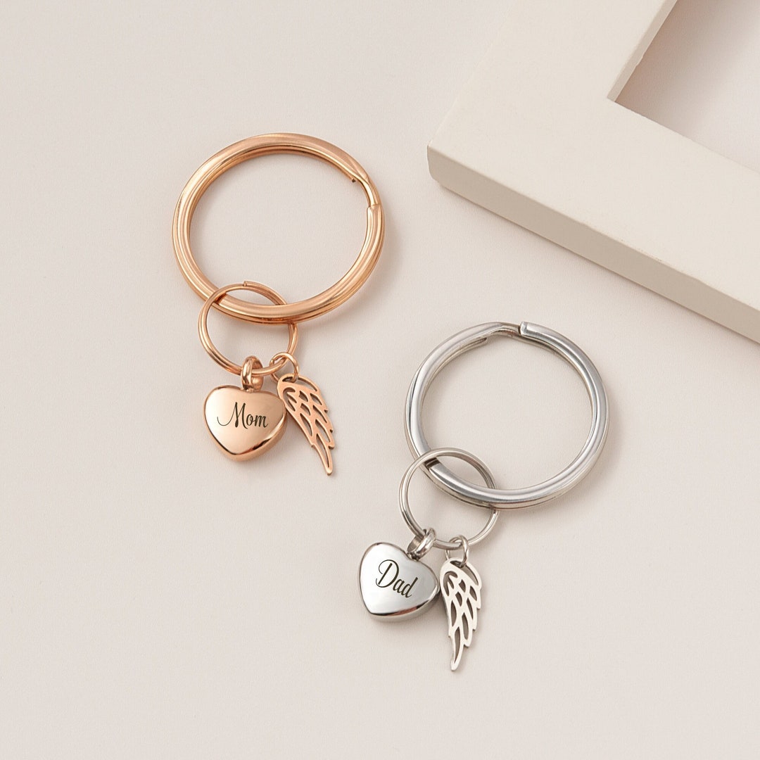 Cremation Keychain for Human Ashes Personalized Urn Keychain Mini Heart
