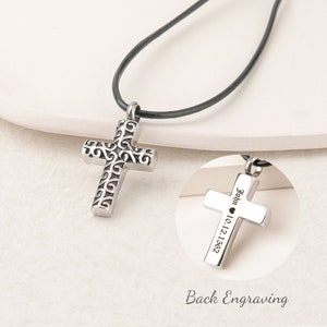 Cremation Jewelry for Ashes Human Cross - Mens Urn Necklace Personalized -Cremation Necklace Ashes Jewelry -Engraved Black Cross Urn Pendant
