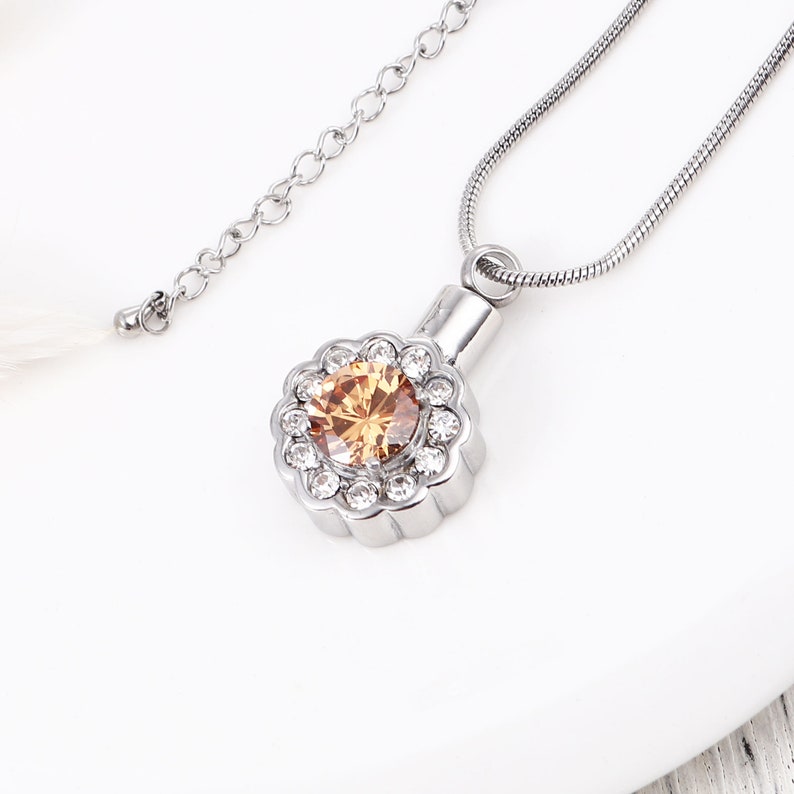 Personalized Sunflower Crystal Cremation Necklace for Ashes Etsy