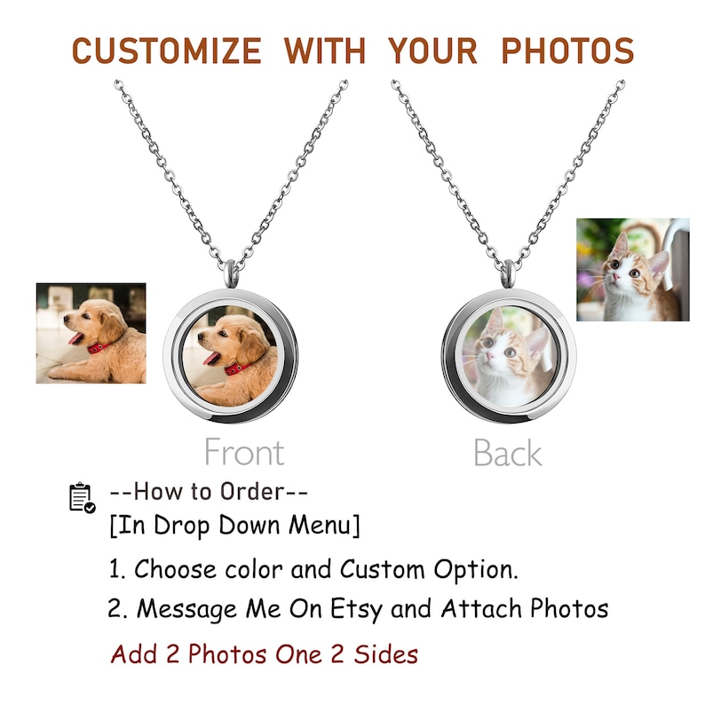 Pet Memorial Gift Personalized Pet Photo Necklace Memorial Locket Necklace Locket Necklace with Photo Pet Memorial Jewelry image 4