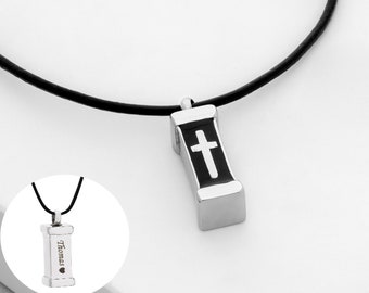 Mens Urn Necklace - Personalized Cremation Necklace for Human or Pet Ashes - Ashes Necklace  Keepsake - Urn for Jewelry Men
