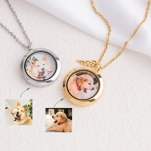 Pet Memorial Gift Personalized Pet Photo Necklace Memorial Locket Necklace Locket Necklace with Photo Pet Memorial Jewelry image 1