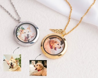 Pet Memorial Gift Personalized - Pet Photo Necklace - Memorial Locket Necklace - Locket Necklace with Photo - Pet Memorial Jewelry