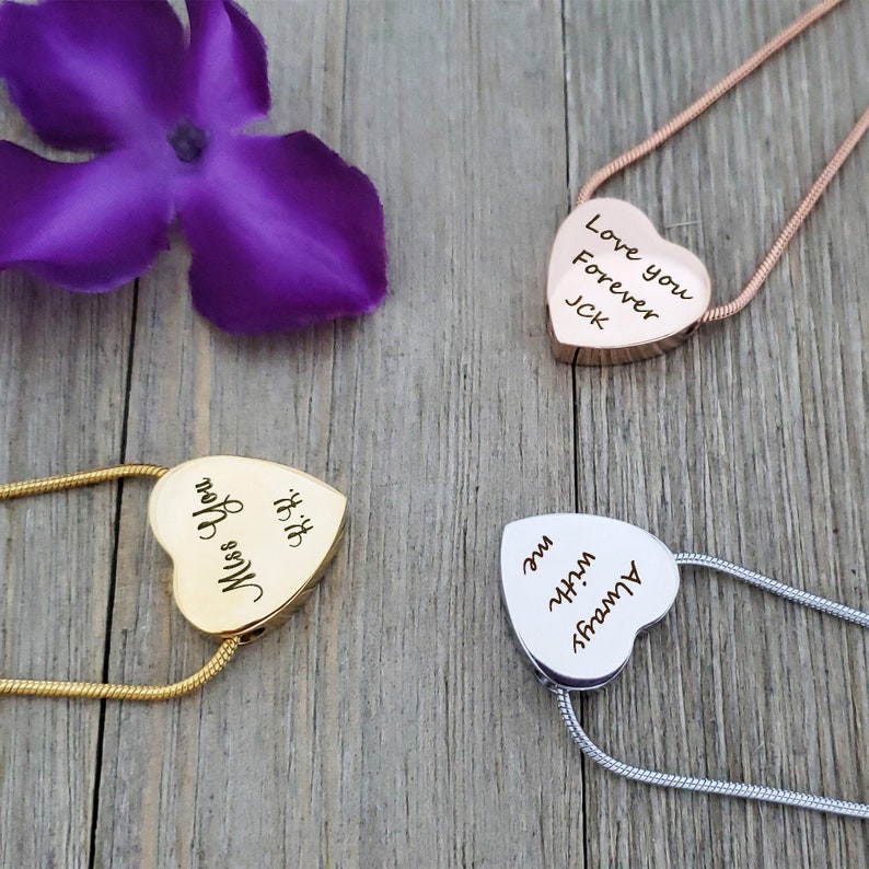 Personalized Heart Cremation Jewelry Urn Necklace for Human and Pets Ashes, Custom Memorial Keepsake Jewelry,Free Funnel Kit 