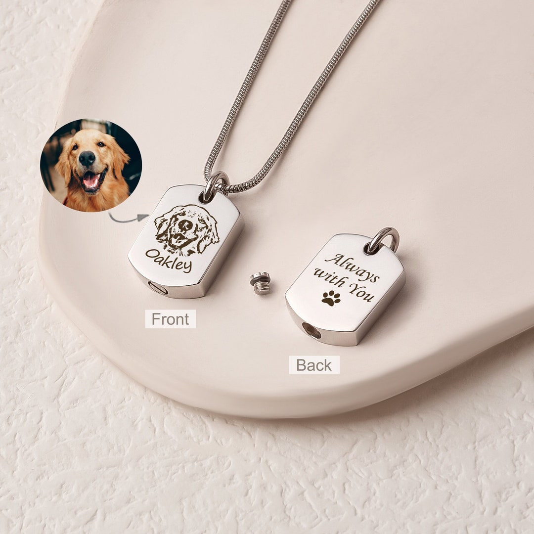 Stainless Steel Dog Tag Paw Print Urn Necklace Urn Pendant Necklace For Human Pet Ashes For Men Women Keepsake Cremation Jewelry